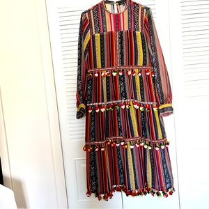 Colorful Layered Pom Pom Dress